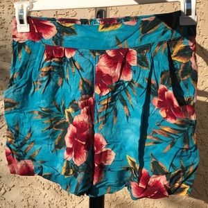 Teal Floral Shorts